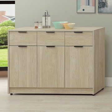 文創集 畢克爾4尺三門三抽低餐櫃-121x40x81cm免組