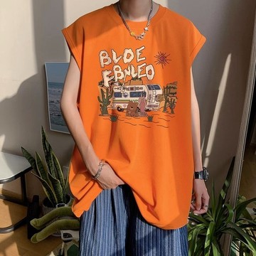 1號倉庫 涼感無袖背心 運動背心 無袖男t恤潮牌夏季青少年坎肩背心美式寬松新款休閑運動男士外穿 冰絲背心 男士背心