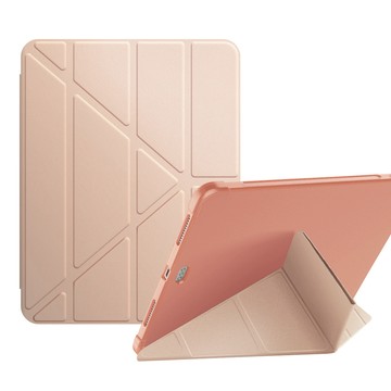 VXTRA 氣囊防摔 2021/2020/2018 iPad Pro 12.9吋  Y折三角立架皮套 內置筆槽(玫瑰金)