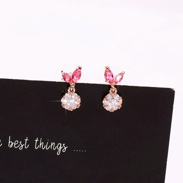 可愛小嫩芽925銀針耳釘耳夾無耳洞耳環清新女耳飾品氣質女禮物1入