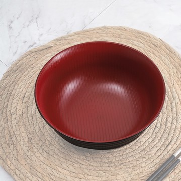 日本製可微波木紋紅黑丼碗-18cm-1200ml