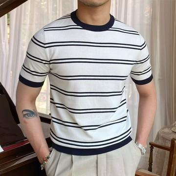 韓版清新修身百搭條紋T恤上衣(男裝/雅痞KDTY-5111)