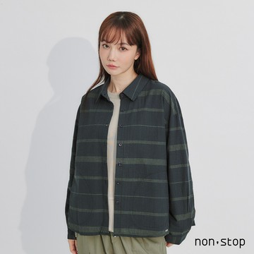 non-stop 質感格紋寬版襯衫-2色