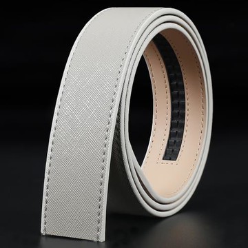 帶身自動扣無頭真皮帶條男士無扣腰帶女灰白藍不帶頭褲帶替換3.5