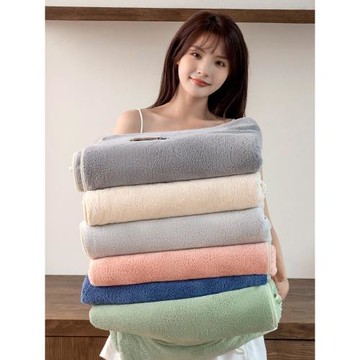 加厚加大浴巾家用成人比純棉吸水速干柔軟男女帶掛繩不掉毛大裹巾