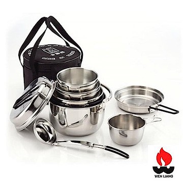 【文樑 Wen Liang】台灣製 304 食品級不鏽鋼豪華炊具套鍋組(3-5人)