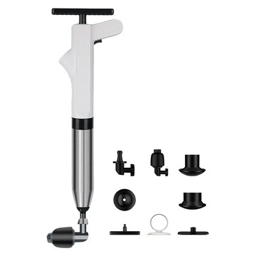 304不鏽鋼 管道疏通器 八件組全配包 強力高壓馬桶疏通器 下水道排氣管一炮通  白色  55 x 18 x 8.5cm