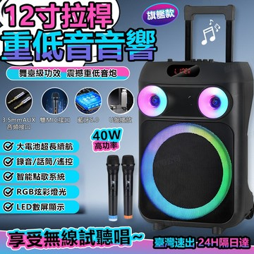 現貨快出🔥保固兩年 藍芽音箱 12吋藍牙音箱 廣場舞音響 戶外拉桿音響 戶外藍牙拉桿音響 無線話筒 重低音音響1209B