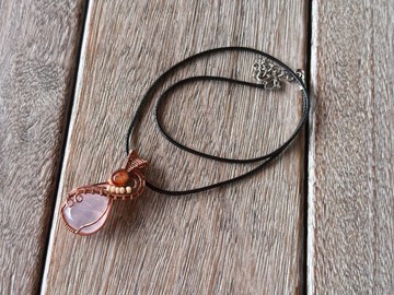 250301 wire wrapping 粉晶 金草莓晶 銅線 繞線 吊墮