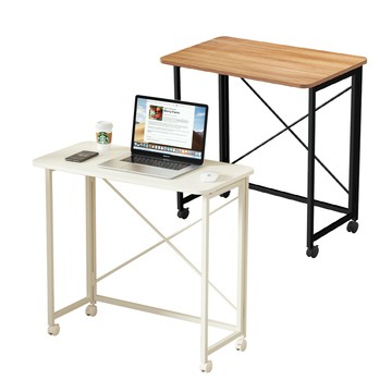 【慢慢家居】3秒摺-大尺寸SGS低甲醛可移動摺疊桌80x40x75cm(邊桌/書桌/電腦桌)80長摺疊桌-白色