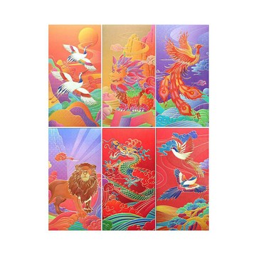 MODACore ◉春節開運招財◉山海經浮雕燙金紅包袋_8款圖案隨機共12入組