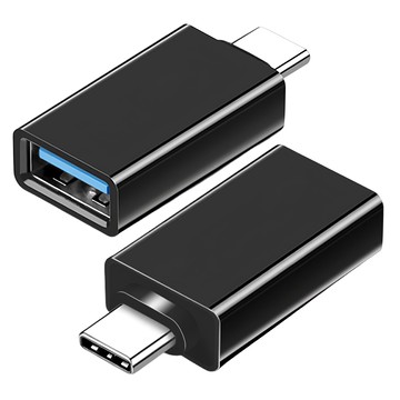 Neon 台灣霓虹 Type-C公轉USB3.0母OTG轉接頭 2入 鋁合金外殼  3.2cm  黑色  1組