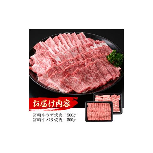 ふるさと納税 宮崎県 日之影町 宮崎牛 焼肉2種(ウデ・バラ)(合計1kg・各500g×2)