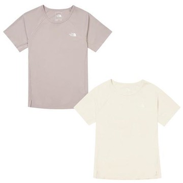 The North Face 北面 短袖上衣 女裝 涼感 防曬 灰/米白【運動世界】NF0A8CYY1OA/NF0A8CYYQLI