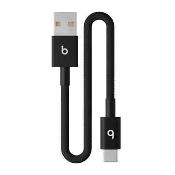 Beats USB-A 對 USB-C 短編織連接線 (20 公分 / 8 吋) — 閃電黑