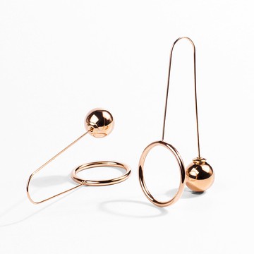 18K包金韓國簡約氣質圓環耳環女日韓長款圓球耳釘耳墜個性百搭