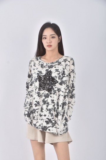 (S) me me棉質星星白色長袖上衣