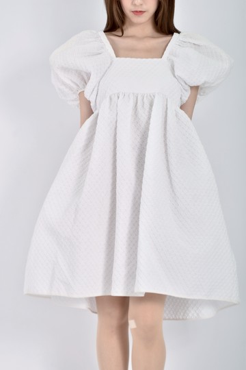 (S) cecilie bahnsen質感棉質露背蝴蝶結公主袖白色洋裝