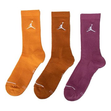 Air Jordan Solid Color Logo Basketball Casual Breathable Sports Socks 3 Pairs Purple / Brown / Orange