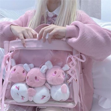 洛麗塔透明少女粉色制服單肩痛包