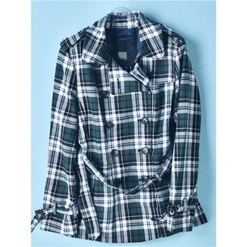 216高品質中長款格子風衣女71910復古雙排扣肩章收腰春秋長袖外套