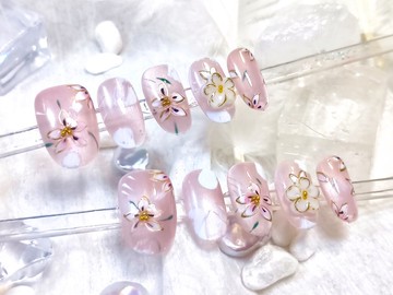 【Z】粉霧花語 - 柔光貓眼穿戴甲 L碼 2.0 橢