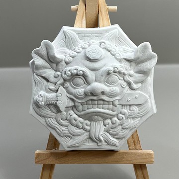 清水模軟裝設計 八卦獅(獅咬劍) 香氛擺件 水泥軟裝 附木架