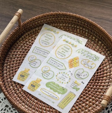 轉印貼紙 感壓貼紙 - 能量咒語_黃綠 2張入