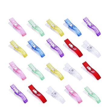 縫紉定位夾斧頭夾布工藝塑料包邊夾塑料小夾子 彩色刻度夾子100個