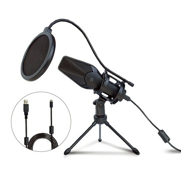 KONIX】電容式全指向性USB專業麥克風組(X5) 贈防震架、防噴罩 電腦錄音