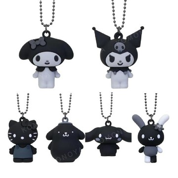 小禮堂 Sanrio 三麗鷗 PVC造型公仔吊飾 (黑白風格款) Kitty 美樂蒂 布丁狗 花小兔