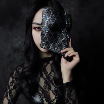 女士方全臉歌手cosplay面具格子亞狐妖演出舞臺臉譜萬圣節唱手工