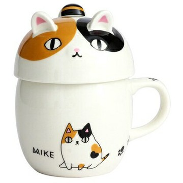 【日本進口】三花貓咪馬克杯（附蓋）