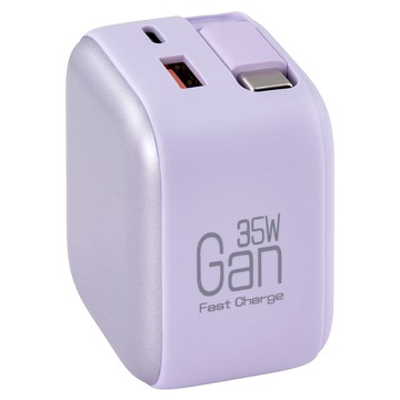 TOPSON 氮化鎵伸縮線快充頭 35W  星幻紫  1個