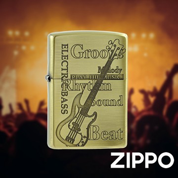 [隔日到貨] ZIPPO 亞洲限定防風打火機 演奏音樂-貝司 髮絲金 ZA-5-78A 髮絲紋 美國製 煤油打火機