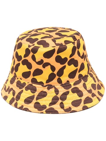 Fendi Kids - leopard print logo bucket hat - kids - Cotton/Polyester - III - Yellow