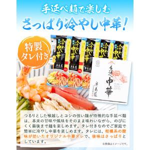 ふるさと納税 中華麺 冷やし中華 冷麺 細麺 国産 手延べ冷やし中華 タレ付き 1袋300g 麺 180g スープ 60g×2 2食入 × 5袋 計10食 .. 岡山県浅口市