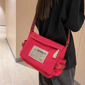 新款學生背包日系工裝風大容量斜挎包女韓版復古百搭單肩郵差包男