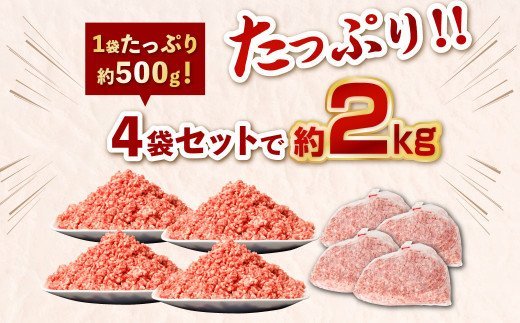 くまもと黒毛和牛 ミンチ 2kg 500g×4パック 牛肉