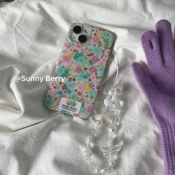 向日的漿果ins春天小眾浪漫清新彩色碎花蝴蝶鏈條適用蘋果16proMax手機殼iphone15promax/14/12/13保護套防摔
