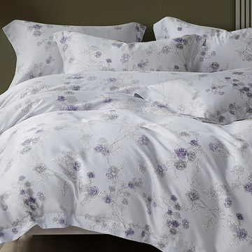 貝淇小舖 60支100%純天絲TENCEL 床包枕套  床包 + 枕套2個  床包 188 x 152cm 枕套47 x 75cm  紫汐