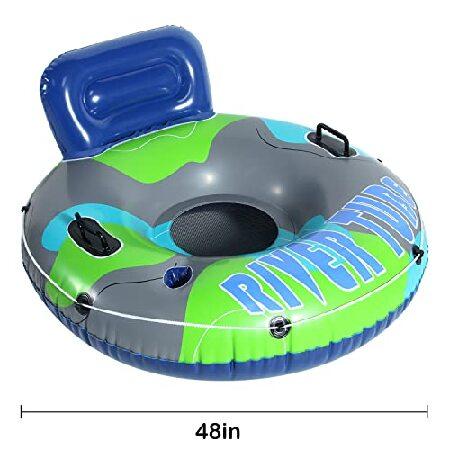 FindUWill Pool Floats Chair 48'' Heavy Duty River Tubes Water Floats with Cup Holder, Inflatable Pool Floats for Adults, Tubes for Floating River