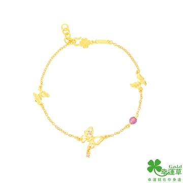 【幸運草金飾】 綺麗世界黃金/水晶手鍊