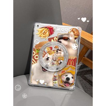 適用于ipad保護套薯條小狗蘋果air5平板mini5/4后殼2022新款pro11寸旋轉迷你6亞克力帶支架2018/17防摔第9代