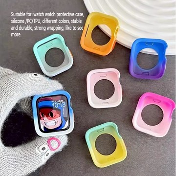漸變矽膠保護殼 Apple watchse S9 適用於 iwatch 12/3/4/5/7/8代 防摔 45/44mm