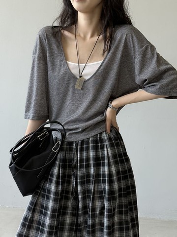 【設計師款】法學素養U領短袖T恤背心套裝-82529