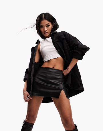ASOS DESIGN oversized denim shacket in washed black