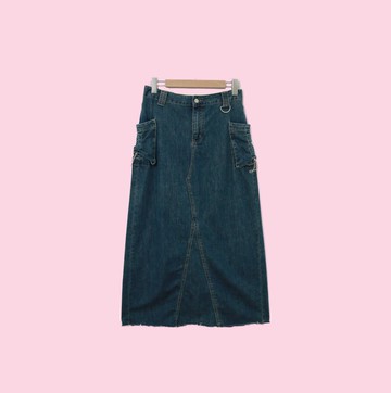 Back to Green- 復古丹寧長裙 車線側口袋//ds-04 vintage skirt