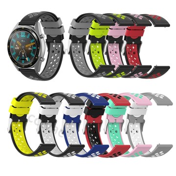 【免運】 華爲GT2 PRO雙色錶帶watch GT2e硅膠表扣透氣錶帶