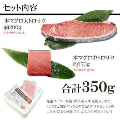 ふるさと納税 いわき市 本マグロ大トロ中トロセット　約350g　解凍レシピ付き　1サクずつ真空包装